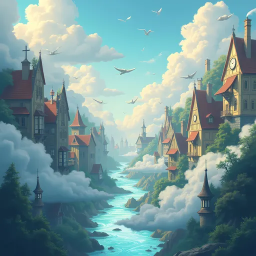 Prompt: Another widely used prompt is "a surreal city where buildings are made of clouds, streets are flowing rivers, and floating clocks mark the hours of dreamers, illustrated in a digital art style with soft, ethereal lighting." This type of prompt taps into the surrealism trend, allowing artists to explore fantastical and dreamlike scenarios that push the boundaries of reality. It’s popular for its imaginative scope and the ability to evoke wonder, often used in creative projects that aim to blend fantasy with abstract elements [Web ID: 12] [Web ID: 18].

