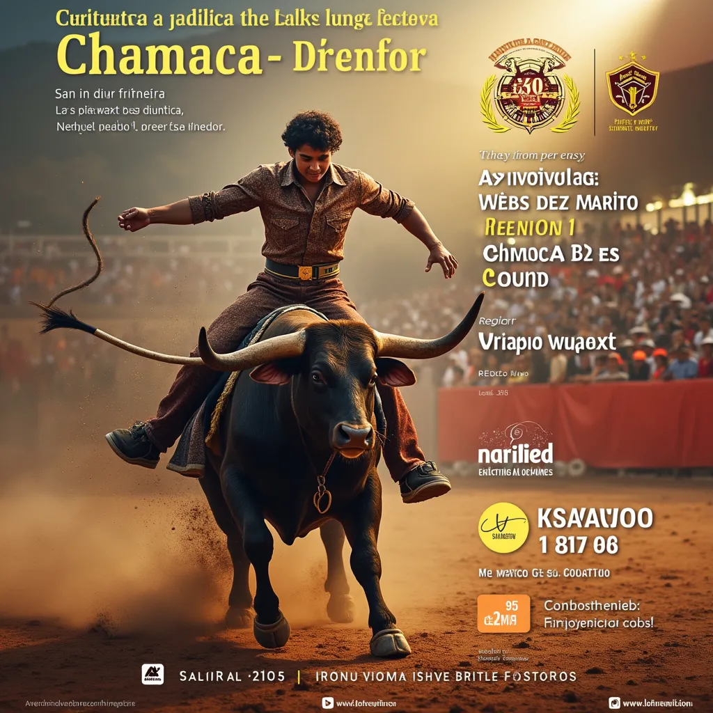 Prompt: Actúa como publicista. CREA UN FLYER CON FONDO DE CORRIDA DE TOROS EN UNA PLAZA DE TOROS,  FESTIVAL REGIONAL Y II FESTIVAL NACIONAL DE DANZAS WAQRAWIRI CHAMACA 2025

📅 31 de mayo del 2025

📌 Chamaca, Capital De La Amistad 

                   PROF: DOMINGO SALAS CENTENO 

                                   ALCALDE 

“GESTIÓN INNOVADORA, OPORTUNIDAD PARA TODOS”. Escribe en español. Redáctalo en 1 párrafo. Utiliza una temperatura de 0.2
