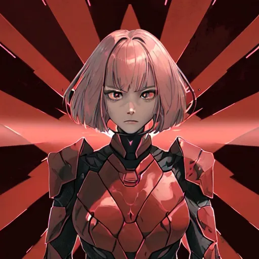 Prompt: Portrait (((symmetrical)) of an organic  living bio-armor with serrated edges, hunter killer super soldier in a crimson iridescent ablative armor, [star-field background], feminine, power suit, predator, (wide view), epic, (((cinematic))), panned out view, zoomed out
