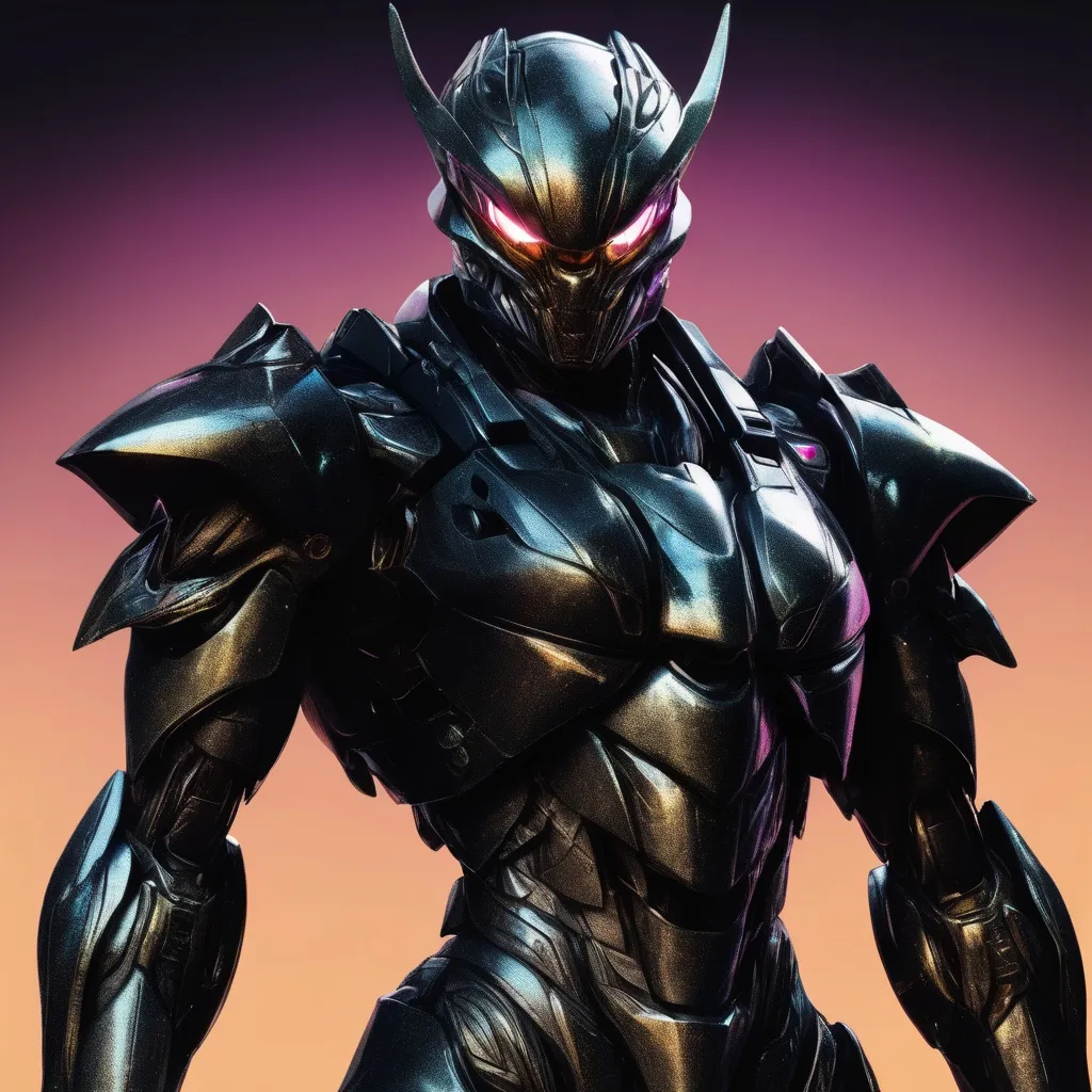 Prompt: Portrait (((symmetrical)) of an organic  living bio-armor with serrated edges, hunter killer super soldier in a black iridescent ablative armor, [black star-field background], feminine, power suit, predator, tendril hair