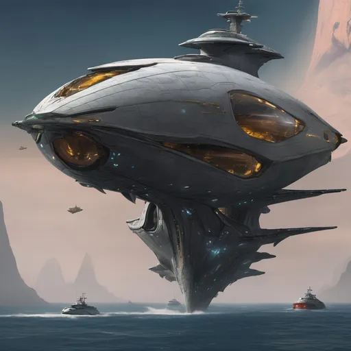 Prompt: organic living ship, predatory leviathan, a living space ship, destroyer