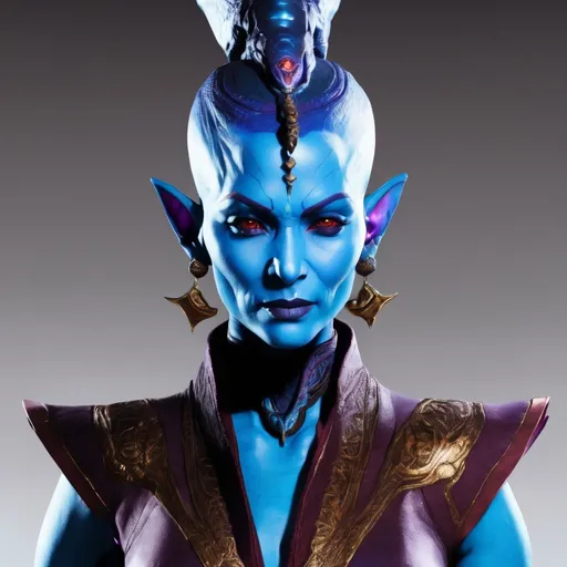 Prompt: a female genie in the style of (wishmaster), asari