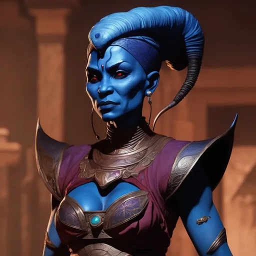Prompt: a female genie in the style of (wishmaster), asari