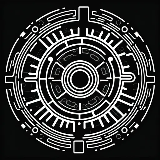 Prompt: The icon should feature a clean circuit board pattern intertwined with a stylized gear or digital hacking motif. The design should convey stealth, precision, and advanced technology, using sharp, angular lines and bold contrasts. Focus on a futuristic aesthetic with minimalistic detailing to create a strong, modern impression without relying on color.