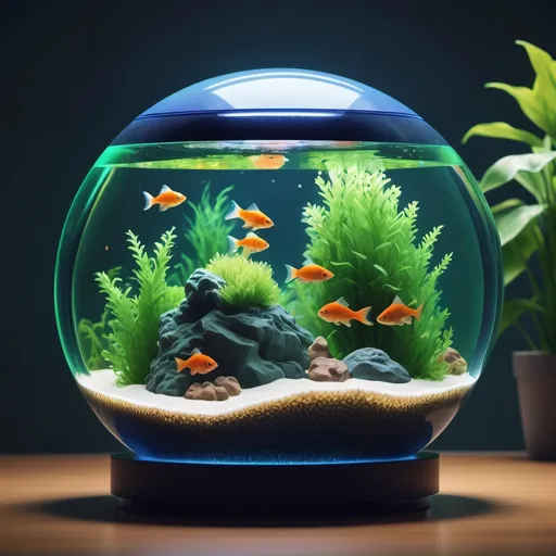 Prompt: Can I ask to see some AI image creations of fish tanks in particular globe type ones.
Microsoft Design Prompt a fish tank globe with green plants and fishes of many colors