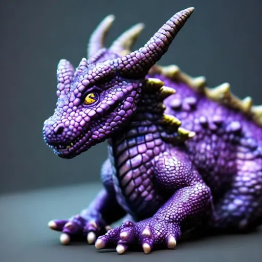 Prompt:  realistic small purple dragon