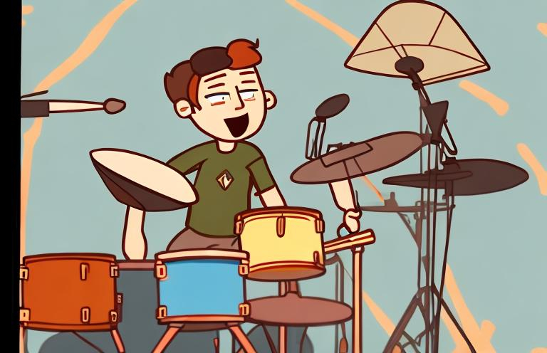 Prompt: Neil from Camp Camp playing Drums!