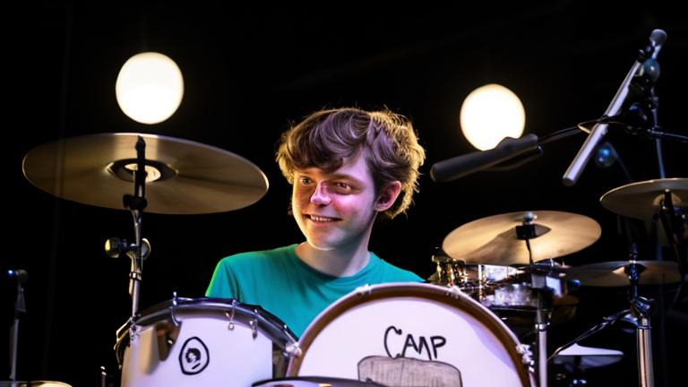 Prompt: Neil from Camp Camp on Drums!