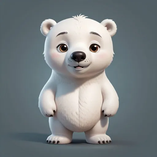 Prompt: create a cute polar bear cartoon character, 2d looking, without depth. 
Facing forward, without any clothes. standing. without background. not very fat, moderate only.