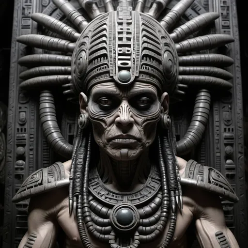 Prompt: Aztec H.R. Giger character