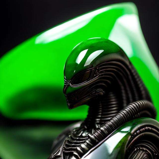 Prompt: Alien giger made of green jade