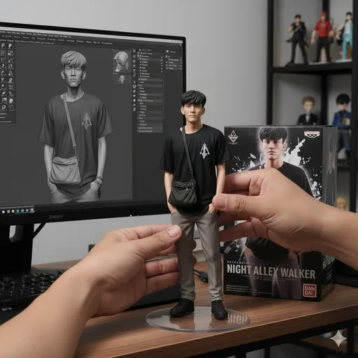 Prompt: There are two hands lifting the statue while turning it left and right after putting it back down.