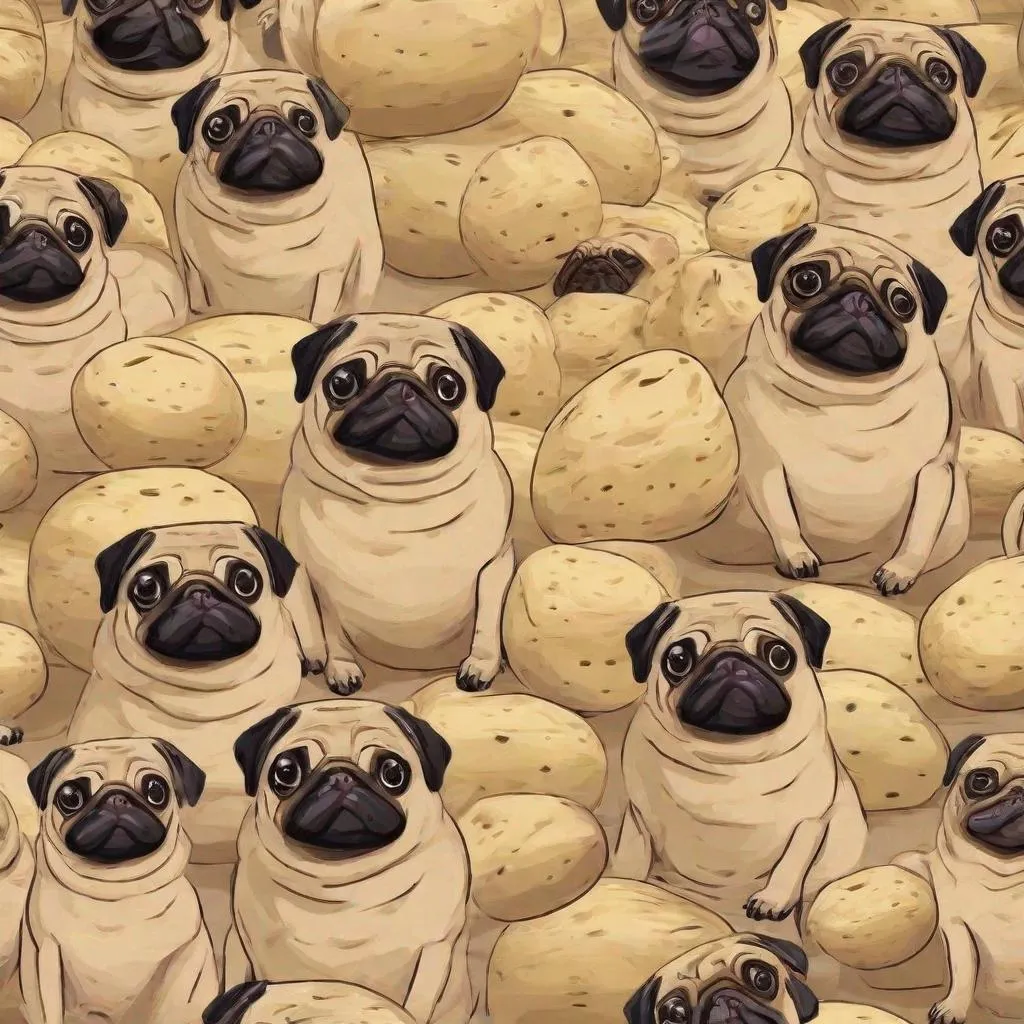 Prompt: pug potato