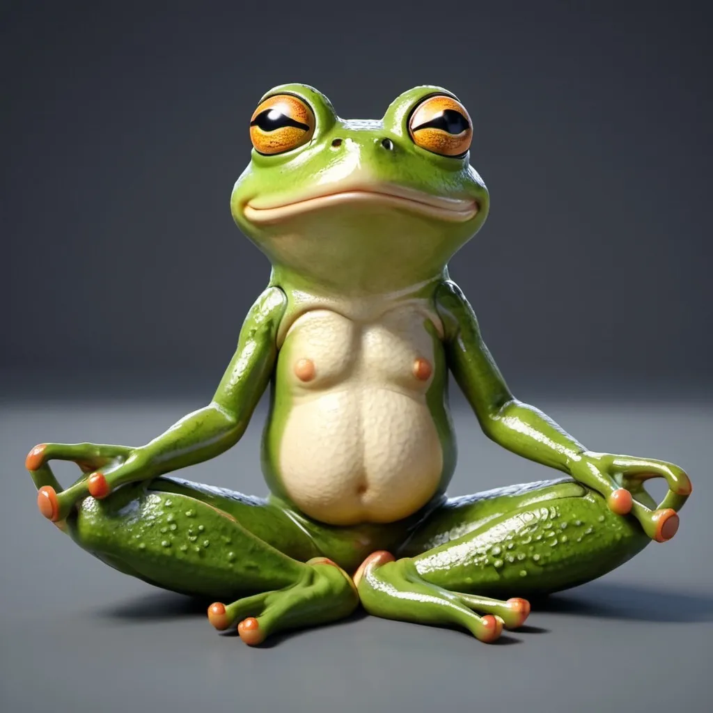 Prompt: animated frog in lotus pose
