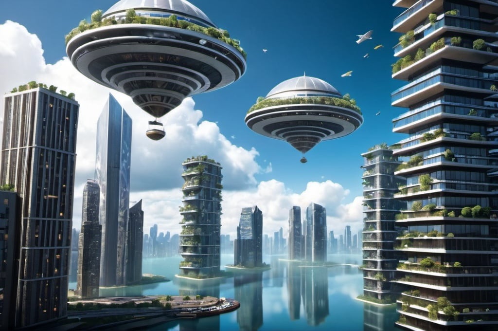 Prompt: Floating sky city 