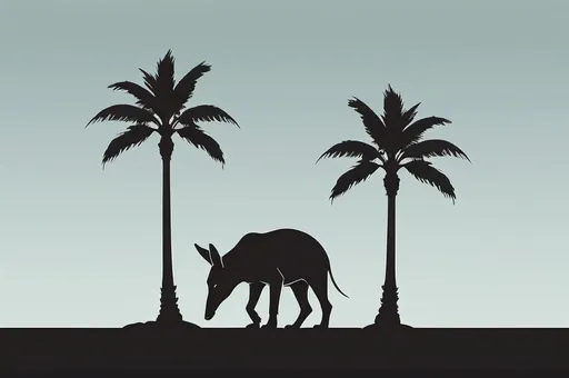 Prompt: aardvark palm trees minimalist style