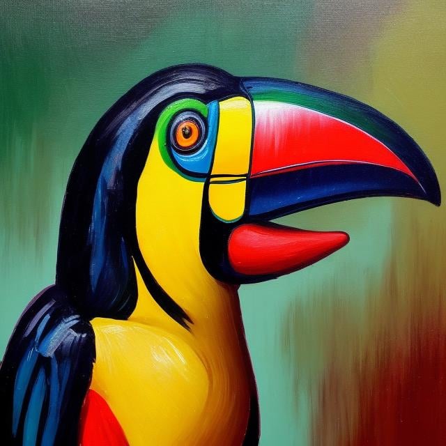 Prompt: Man with toucan head oil painting