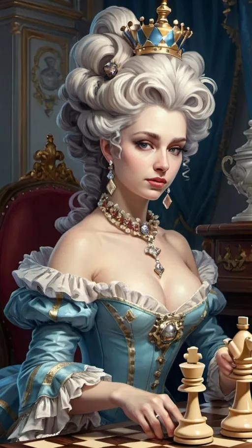 Prompt: Rococo queen of chess 