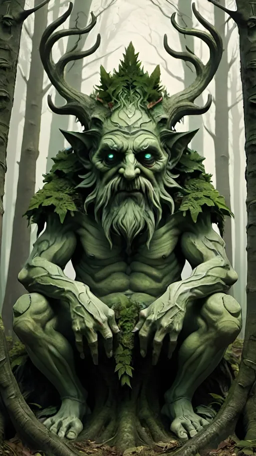 Prompt: grotesque forest god  