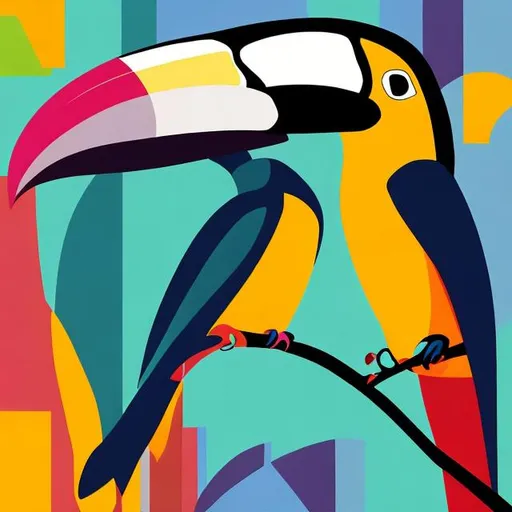 Prompt: Jazz album cover abstract with toucans

