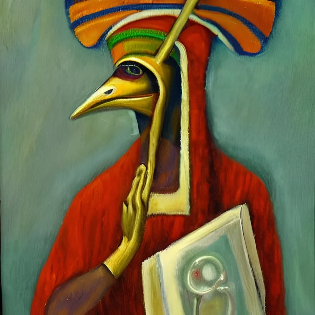 Prompt: Thoth  oil painting
