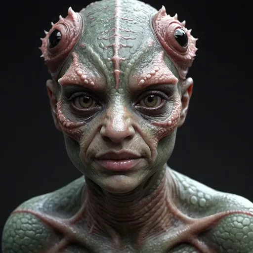Prompt: Grotesque salamander woman. 8K. UHD. Photorealistic. Hyper detailed. 