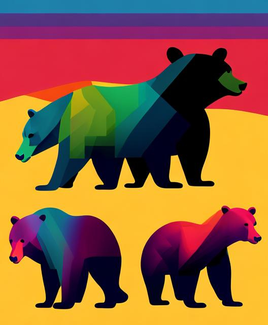 Prompt: Jazz album cover with bears colourful

