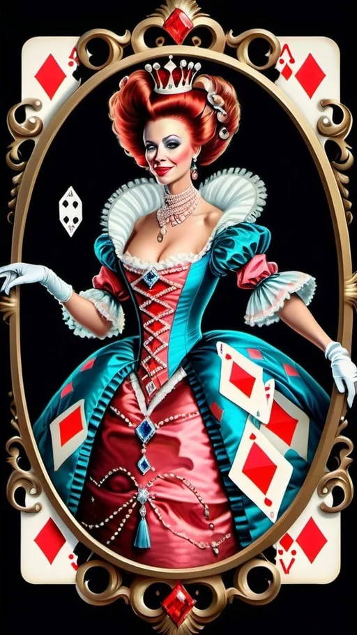 Prompt: Rococo queen of diamonds.  