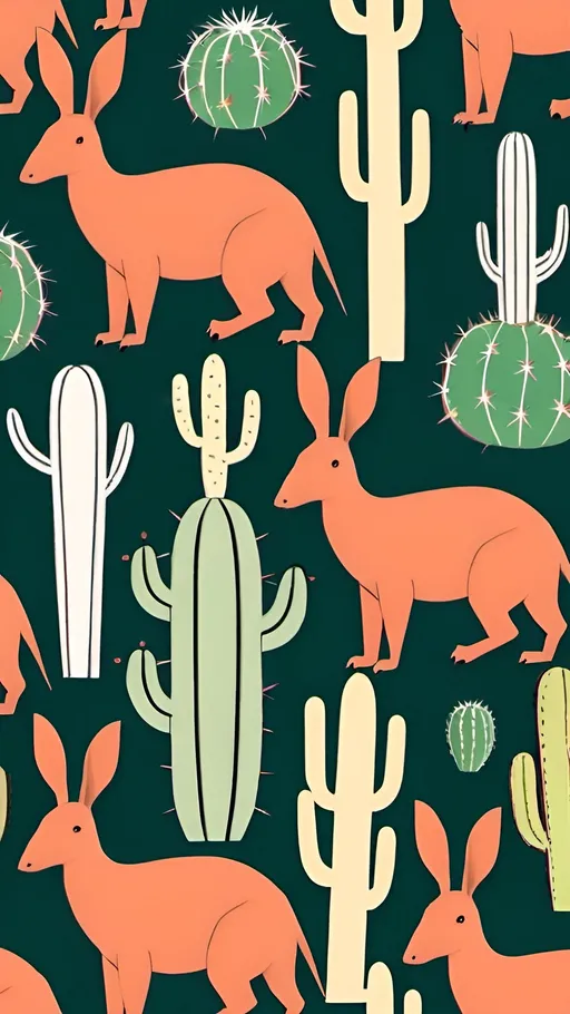 Prompt: aardvarks and cacti minimalist