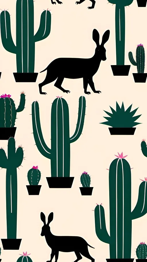 Prompt: aardvarks and cacti minimalist