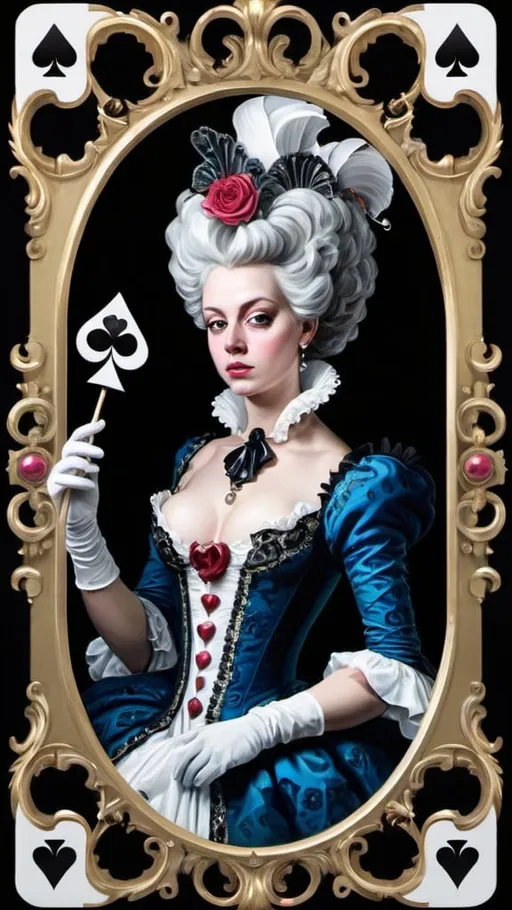 Prompt: Rococo queen of Spades 