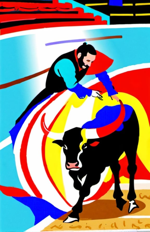 Prompt: Bull fight matador 