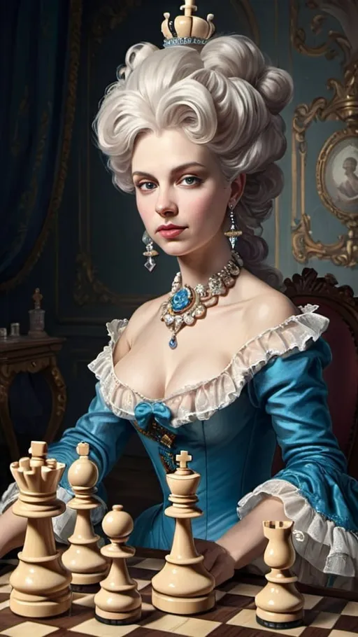 Prompt: Rococo queen of chess 