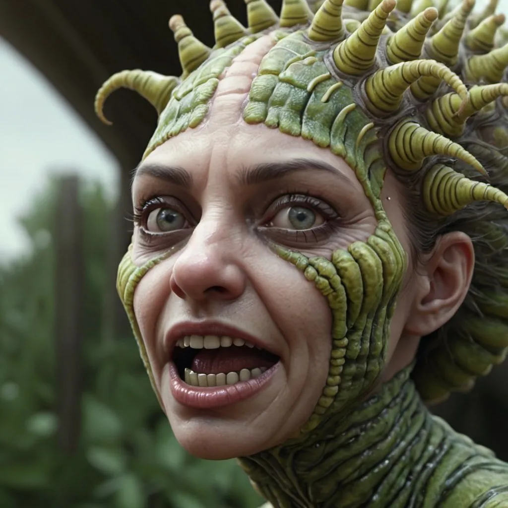 Prompt: Grotesque caterpillar woman. 8K. UHD. Photorealistic. Hyper detailed. 