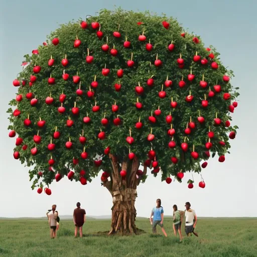 Prompt: Tree with humans as fruit 
