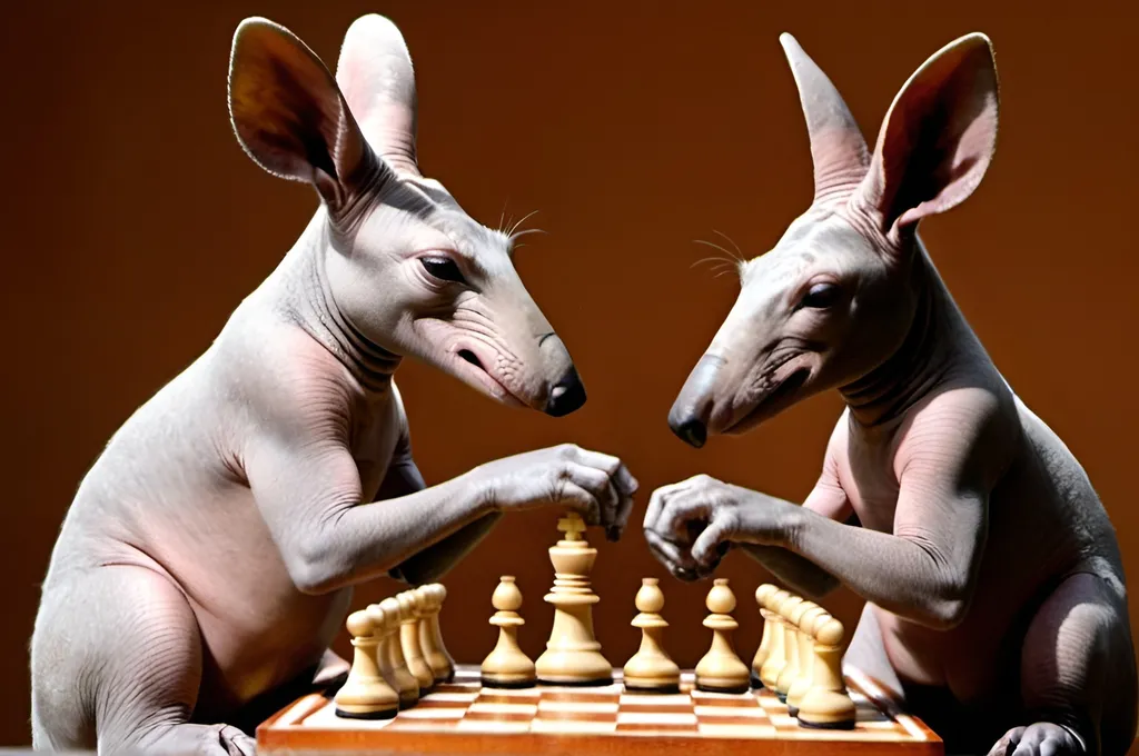 Prompt: Aardvarks playing chess 