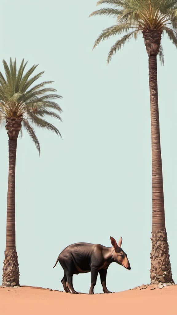 Prompt: Aardvark palm trees minimalst