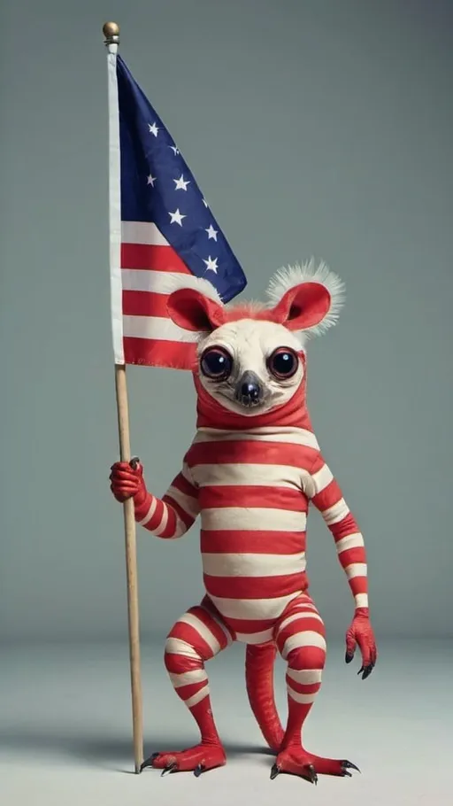 Prompt: Weird animal with flag
