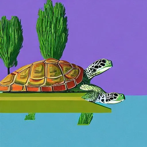 Prompt: turtles drinking cocktails in style of hockney




