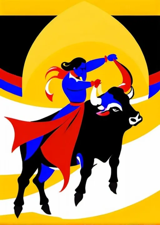 Prompt: Matador bull fight illustrative style 