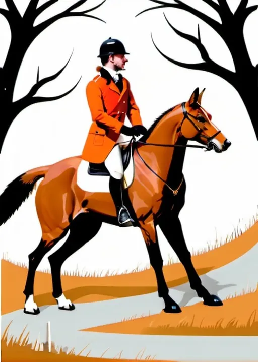 Prompt: Fox hunting
 illustrative style 