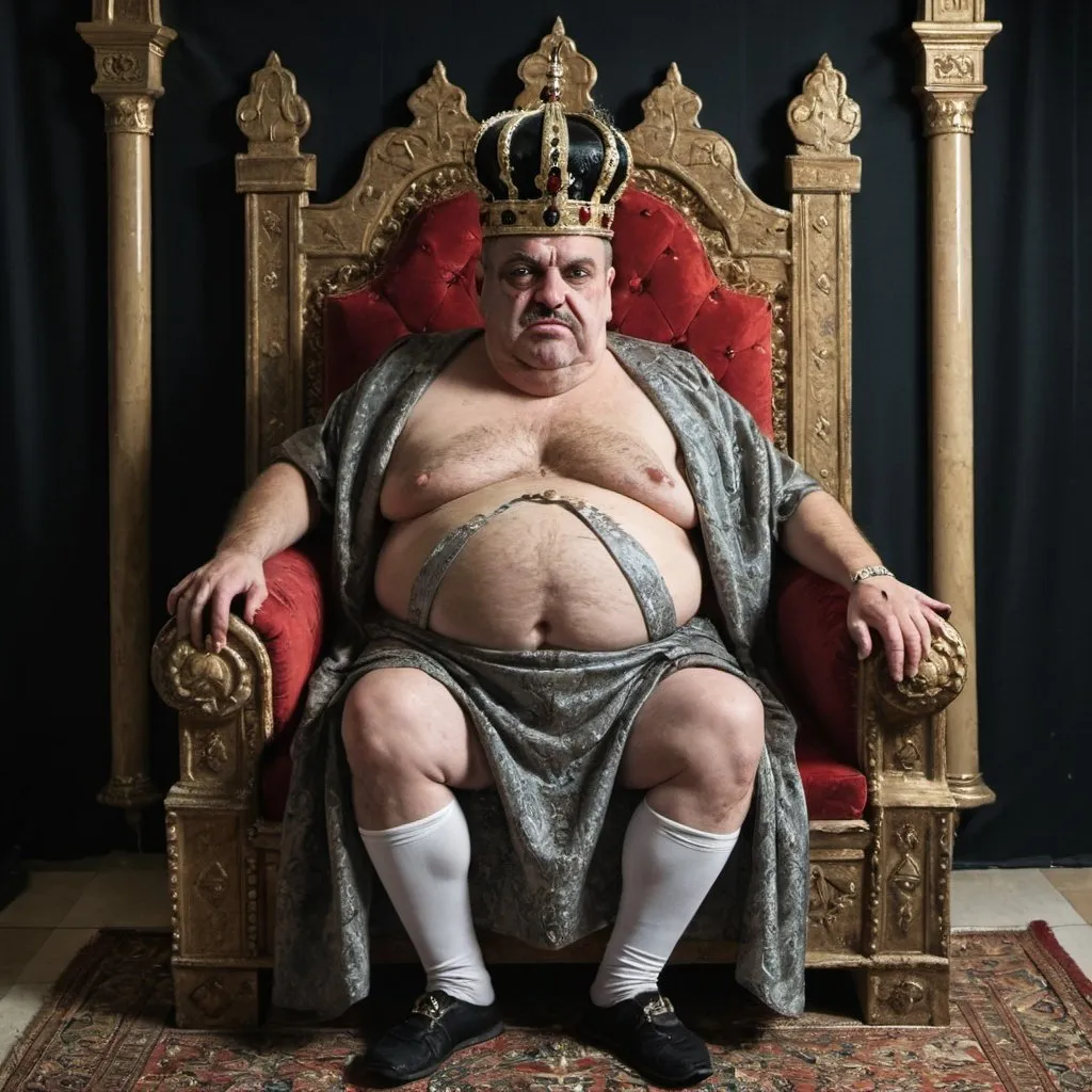 Prompt: Grotesque sultan sitting on throne 