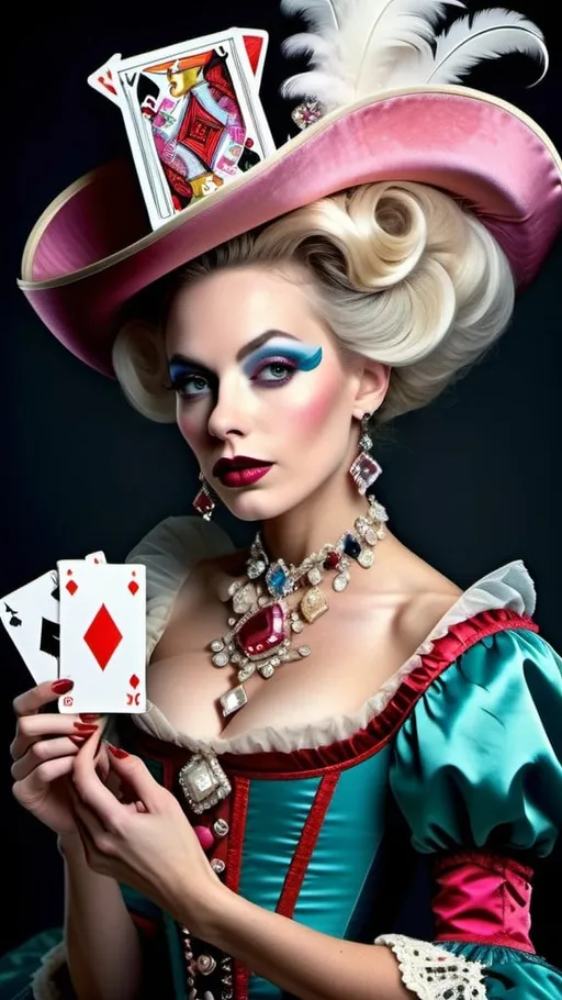 Prompt: Rococo queen of diamonds.  