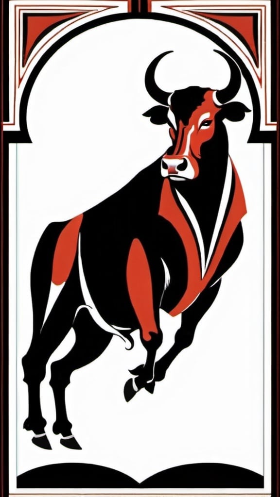 Prompt: Matador fighting bull in art deco style 