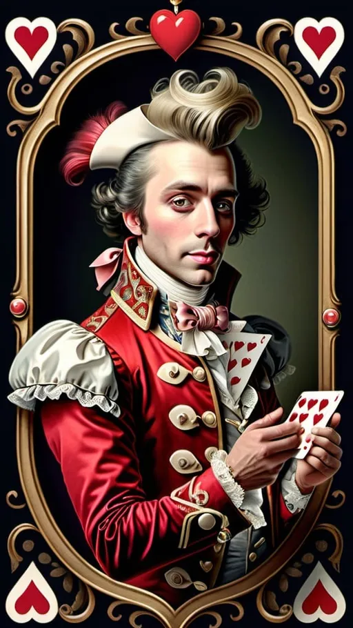 Prompt: Rococo king of hearts. 