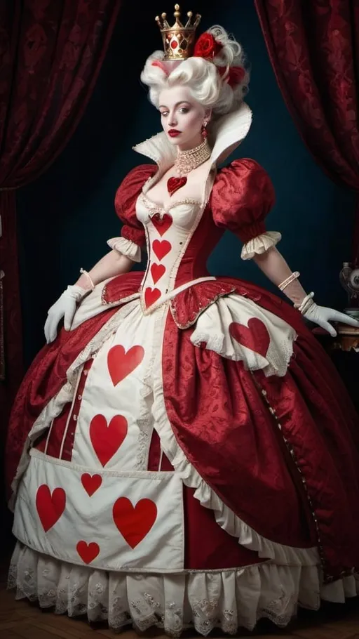 Prompt: Rococo queen of hearts 