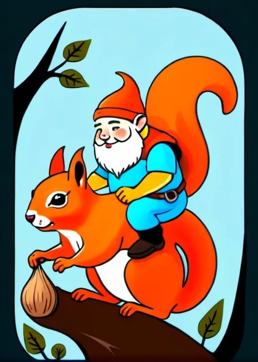 Prompt: Dwarf riding a squirrel illustrative style 