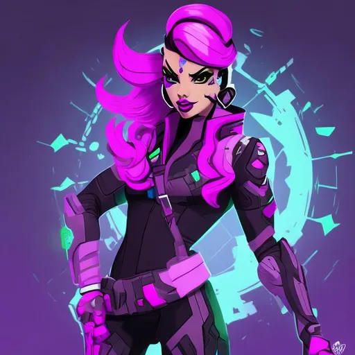 Prompt: Sombra from Overwatch in the style of Taylor Swift