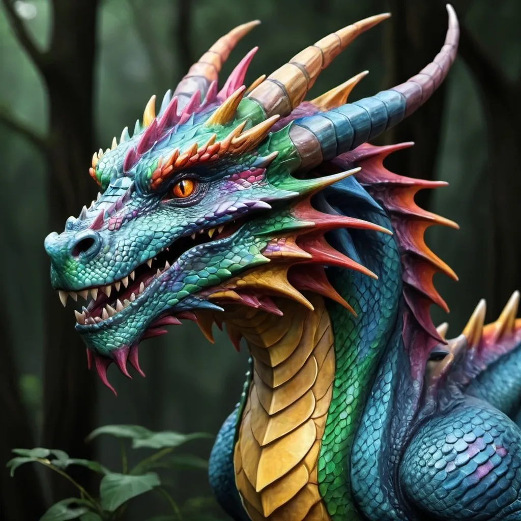 Prompt: colourful realistic dragon