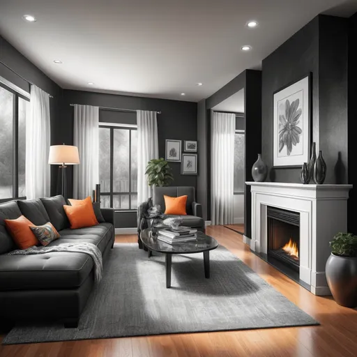 Prompt: Hyperrealistic pencil sketch of modern interior design, black and white, radiant color accents, high quality, hyperrealistic, pencil sketch, modern interior design, black and white, radiant color accents, detailed shading, realistic textures, professional, high contrast lighting